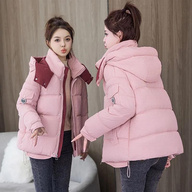 Women Parka Short Down Cotton Jacket Winter Fashion Hodded Loose And Small Thick Warm Quilted Cotton Jacket
