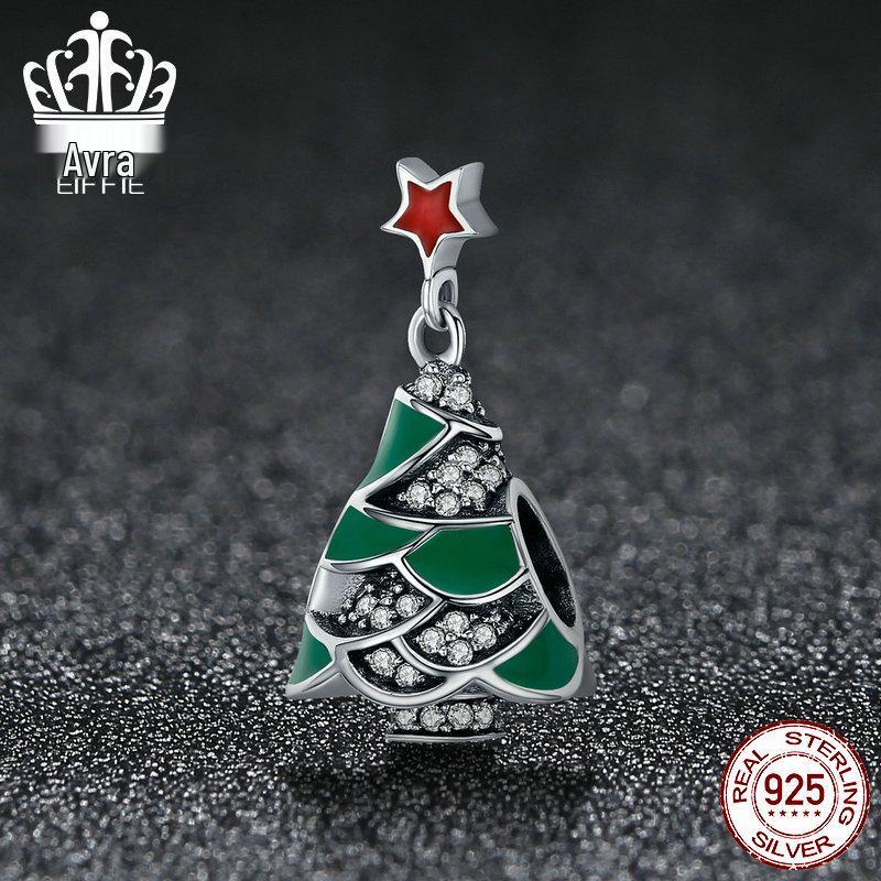 Everle 2020 Christmas Tree S925 Sterling Silver Diamond Beads DIY Bracelet Accessory SCC307