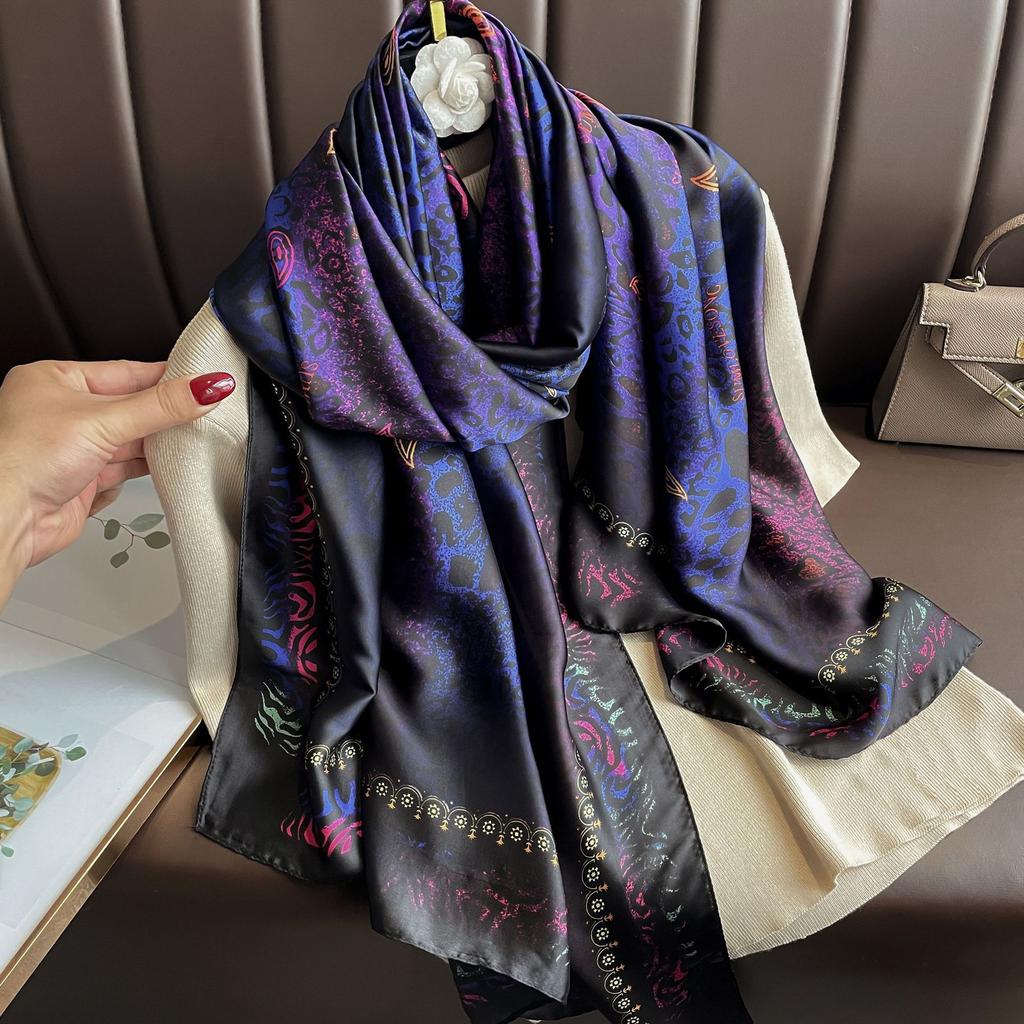 Neuer langer Schal Lijin geschmiedeter bedruckter Seidenschal hochwertiger Satin Oberbekleidung Schal Damen Schal