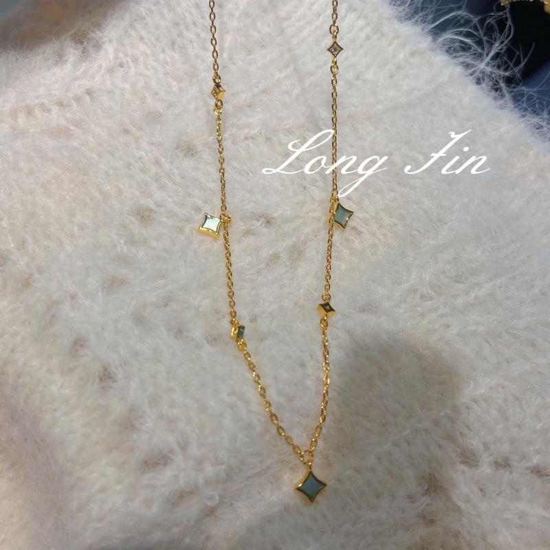 Shining Star Series Set Necklace Bracelet Earrings Fritillary Quadrangle Diamond High-End Jewelry Live Special For