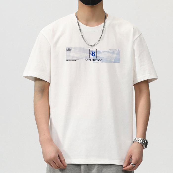 Summer New Men's Crew Neck Printed Short Sleeve T-Shirt Thin Casual Youth Half Sleeve Shirt