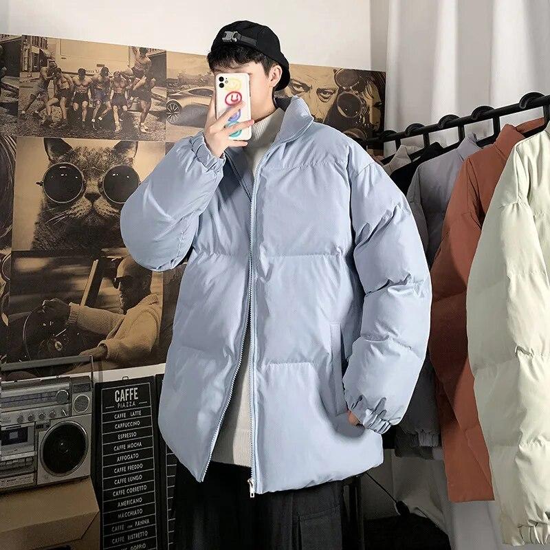 US Size Winter Jacket Men Parkas Thicken Warm Coat Mens Stand Collar Jackets Solid Color Parka Coat Men Fashion New Streetwear