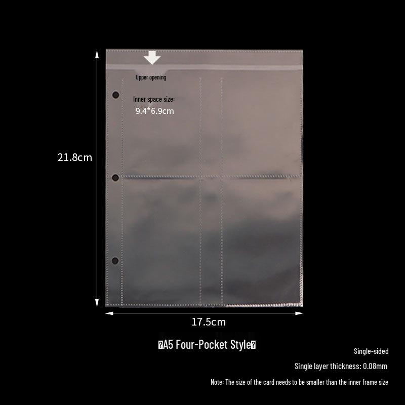 

А5 Четырехкарманные 3-дюймовые страницы-вкладыши для альбома для фотокарточек айдолов (7 отверстий, 6 дюймов)