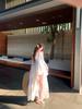 Bali vacation photo shoot French elegant waist-cinching dress, travel fairy halter-neck jacquard elegant halter long dress