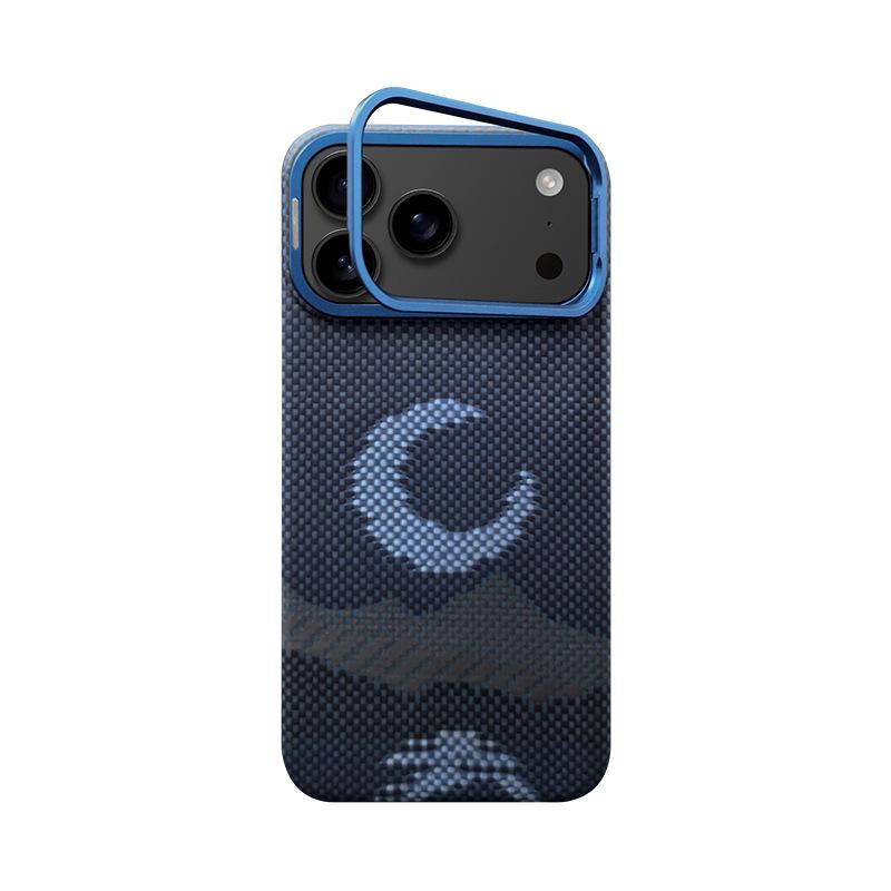 Aramid Fiber Phone Case for iPhone 17 Pro Max with Built-in Lens Holder Stand,Ultra Slim Protective Cover For Iphone 17 Pro Case
