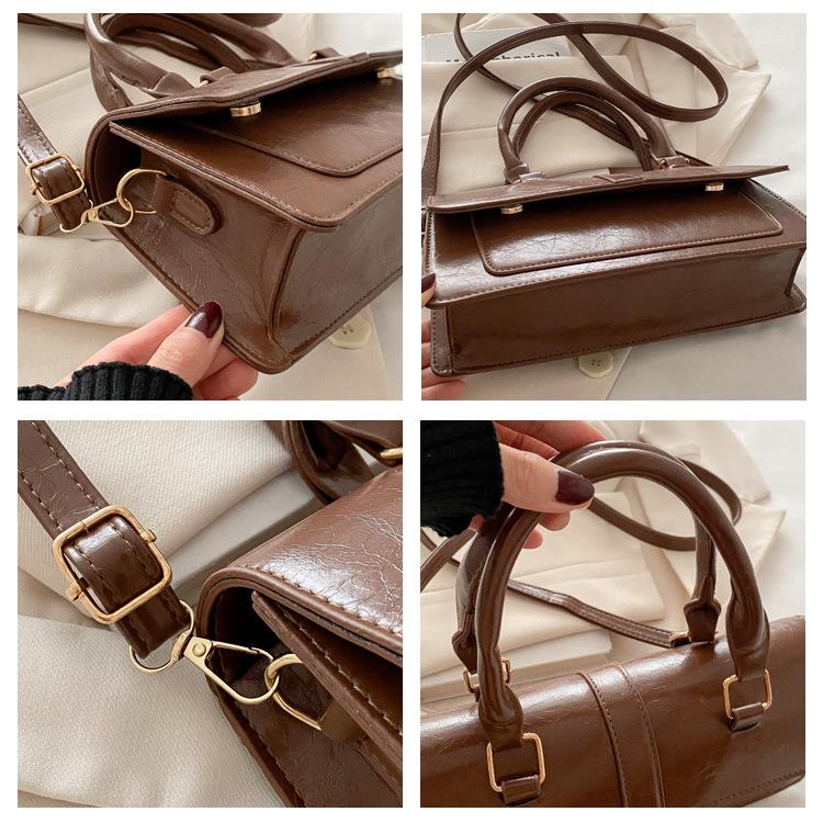 New Arrival Faux Leather Square Shoulder Bag Magnetic Closure Crossbody Handbag for Women