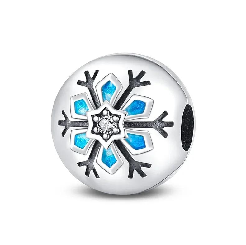 Original Copper Christmas Gift Snowflake Penguin Heart Crystal Ball Beads Charms For Bracelet Diy Women Jewellery