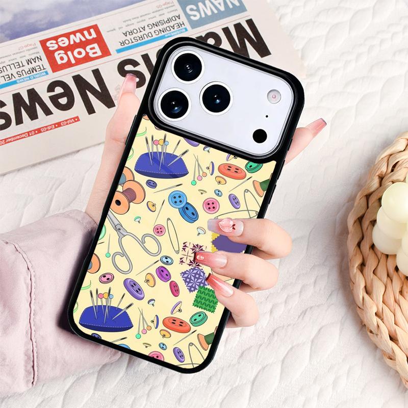 Sewing Machine Pattern Phone Case For IPhone 17 16e 15 14 13 12 11 Pro Max Air Mini Soft Protective Cover