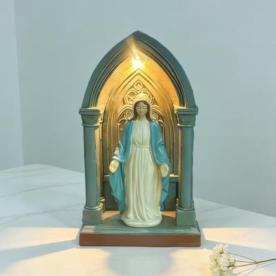 Yousheng Cathedral LED Prayer Shrine Night Light Religious Table Lamp with Illuminated Arch Spiritual Gifts for Women Men