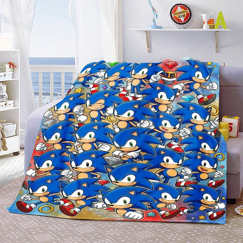 Sonic Anime Flannel Blanket Soft Cozy Warm Throw Lightweight Blanket for Bed Sofa Home -QJY
