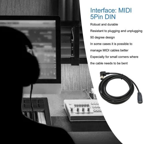 90 Degree MIDI DIN Extension Cord, Professional 5-Pin DIN Male To Female MIDI DIN Extension Cord 9.8