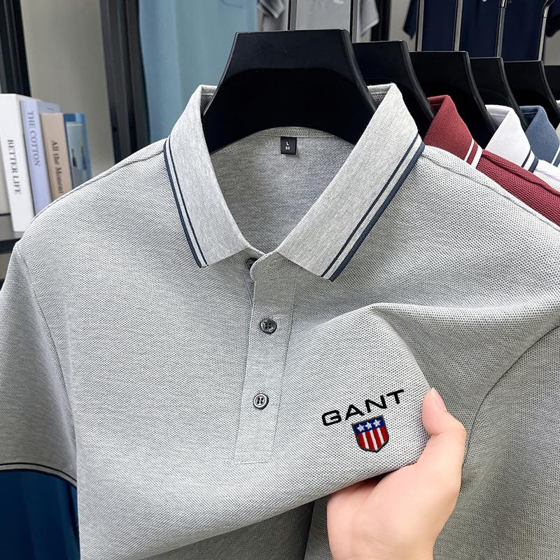 Gant Letní pánská nová vyšívaná volná business casual pohodlná polokošile odvádějící vlhkost z čisté bavlny