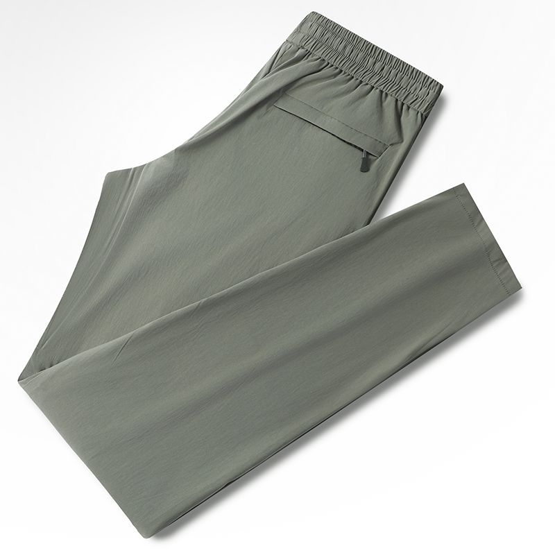 Men's Ice Silk Breathable Straight Leg Pants for Summer High Elasticity Sporty Loose and Casual Men's Pants