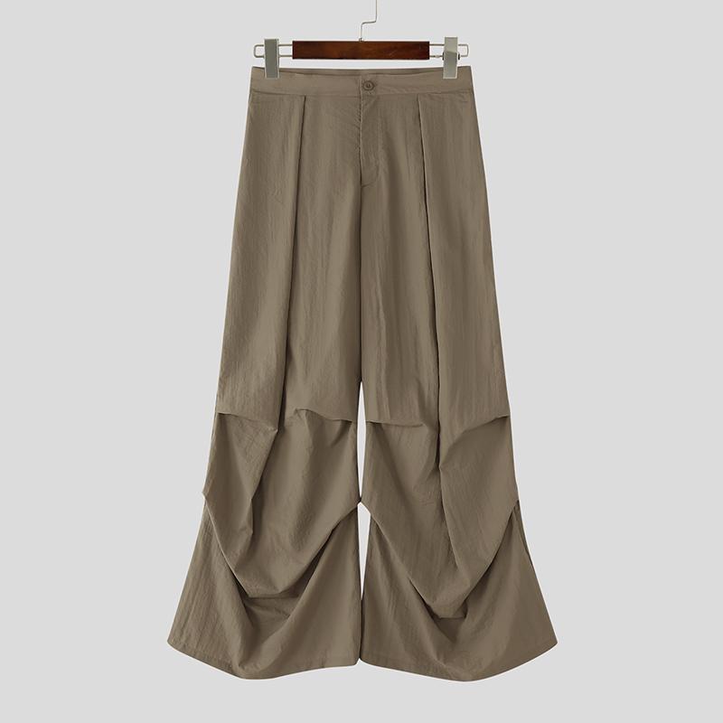 

INCERUN Мужские брюки с молнией на талии, тонкие, мешковатые, повседневные, длинные 2XL хаки