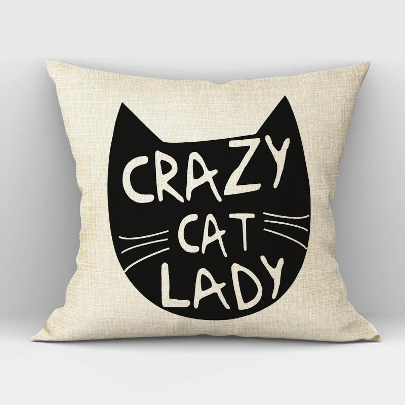 Black White Hand Painting Cat Cushion Cover Nordic Decoration Design Pillow Cover for Home Sofa Decor Cute Throw Pillow Case