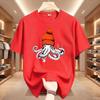 Octopus Orange Knitted Hat Cotton T-shirt Japanese Printed T-shirt Casual Cotton Short Sleeve T-shirt Unisex T-shirt