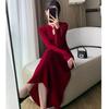 Christmas senior gentle wind red dress women's autumn and winter slim and thin new Chinese festive banquet dress
