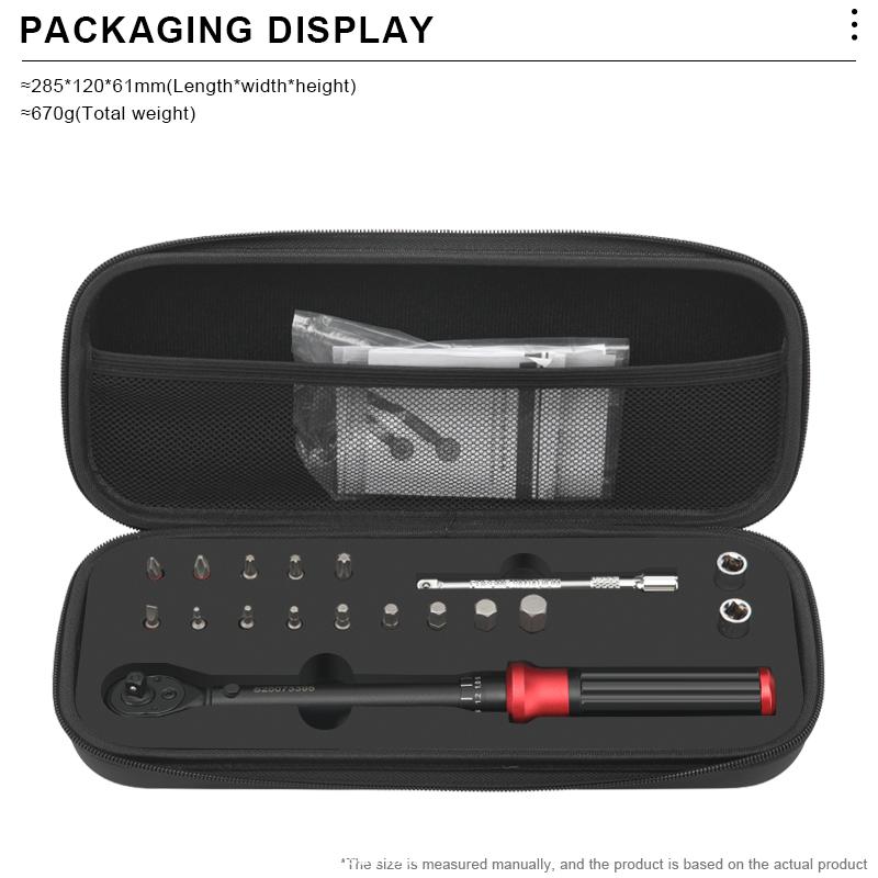 

RIDERACE Bicycle Torque Wrench Set 18Pcs 1/4 2-24Nm Dual Direction Bike Allen Key Tool Socket Spanner Pro Motorcycle Repair Kit красный