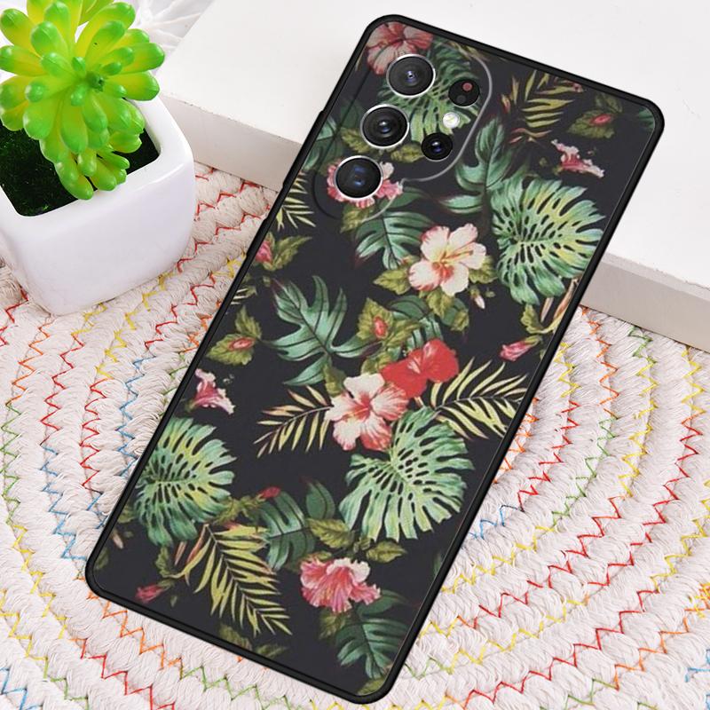 Retro Tropical Floral Flowers Phone Case For Samsung Galaxy Note 10 Pro S26 S25 S24 S23 S22 Ultra Plus S21 FE S20 Cover