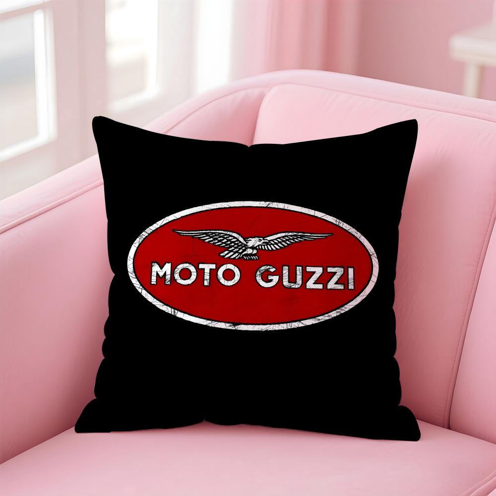 Classic Italian Brand MMoto Guzzi Cushion Cover Pillowcase Short Plush Invisible Zipper Room Sofa Cushion Cover