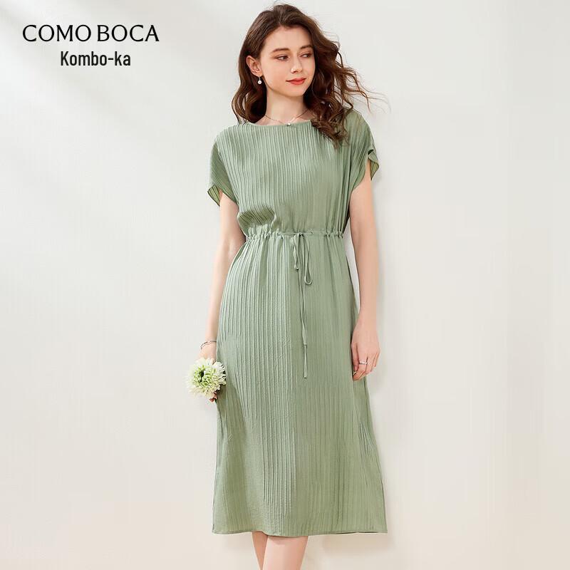 Komombo Women s Silk Blend Short-Sleeve Midi Dress L