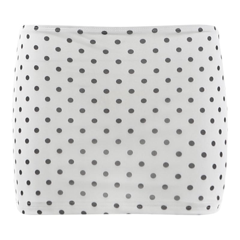 Women s New Summer Collection: Elegant Round Neck Polka Dot Print Short Sleeve Skirt Set S