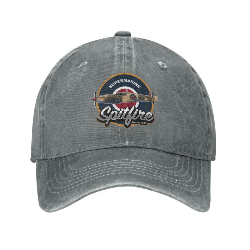 Mote bomull Vintage Supermarine Spitfire Malta baseballcaps Unisex kvinner pustende jagerfly WW2 krigspilot flyFly