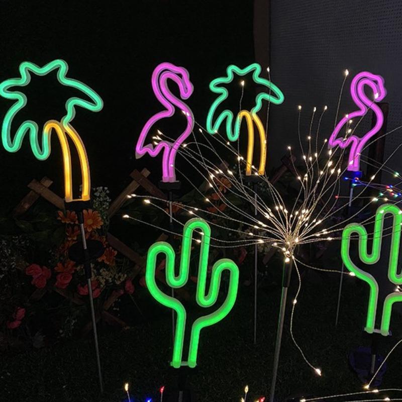 Solar Courtyard Landscape Cactus Neon LED Light Lawn Floor Plug Light Decorative Solar Panel