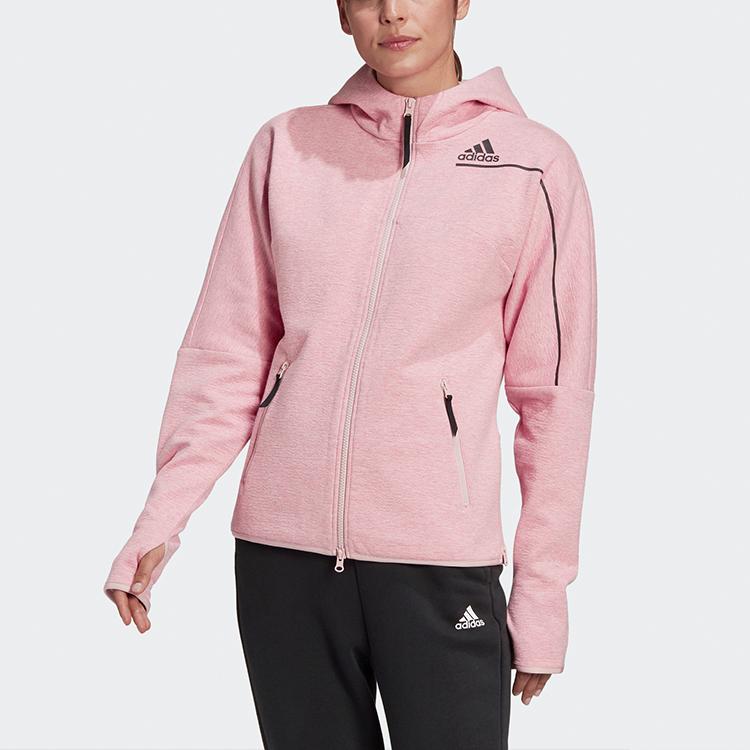 Adidas Zne Fz Winter Solid Color Fleece Warm Hooded Jacket Women Jackets Vibrant-Pink GU2081