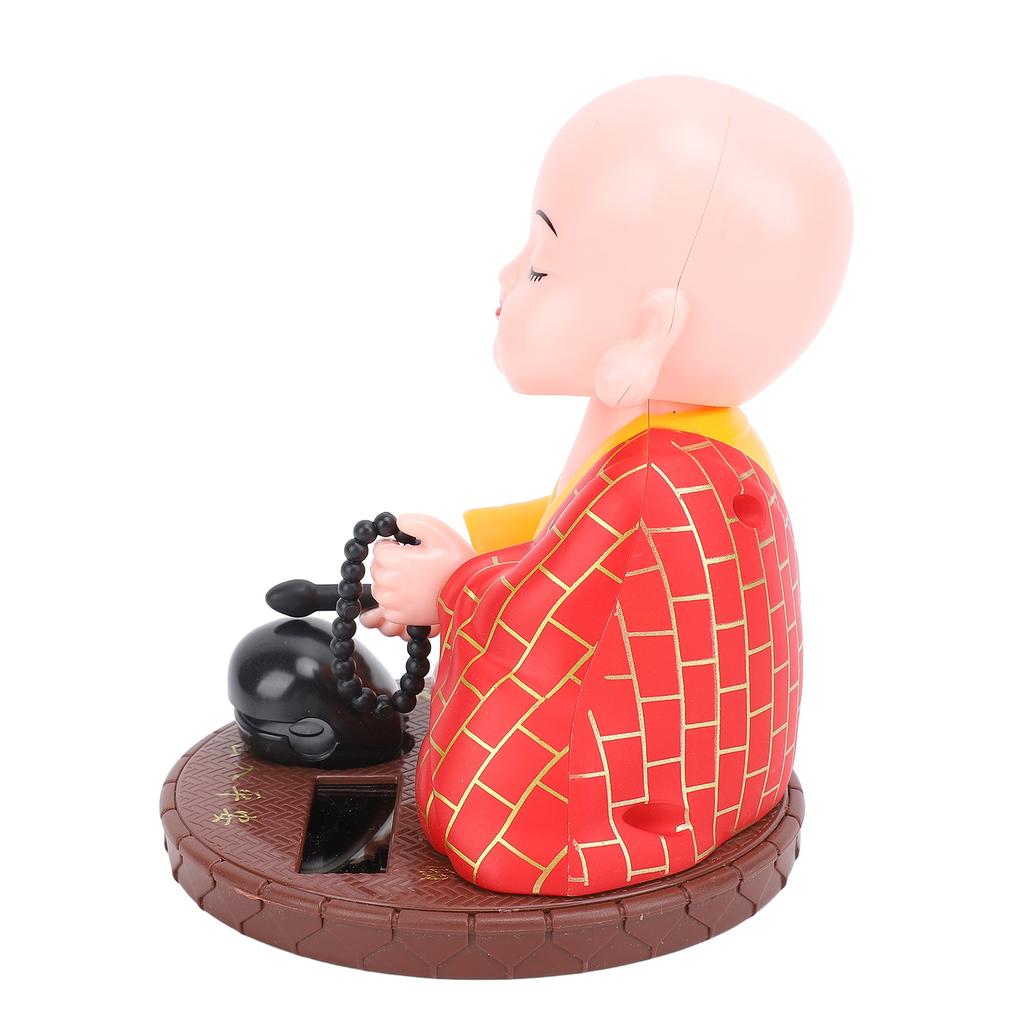 Little Monk Solar Figurine Funny Auto Nodding Knocking Chinese Monk Statue Toy Dashboard Ornament for Car Desktop Decor