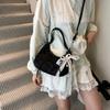 Lace Pearl Pendant PU Hobo Bag Large Capacity French Style Handbag Bow Shoulder Bag  Outdoor