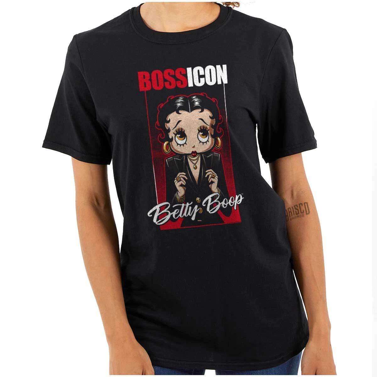 Cool Betty Boop Retro Cartoon Mob Boss Icon Womens Graphic Crewneck T Shirt Tee L
