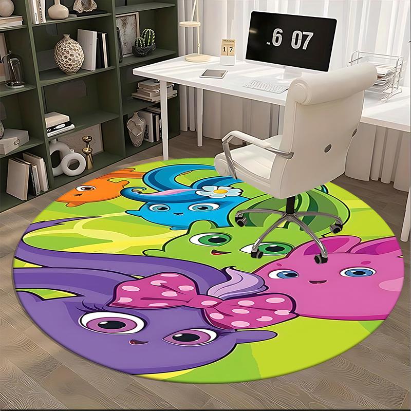 Colorful Cartoon Animal Chair Mat - Round Carpet for Home Decor, Office Use, Living Room