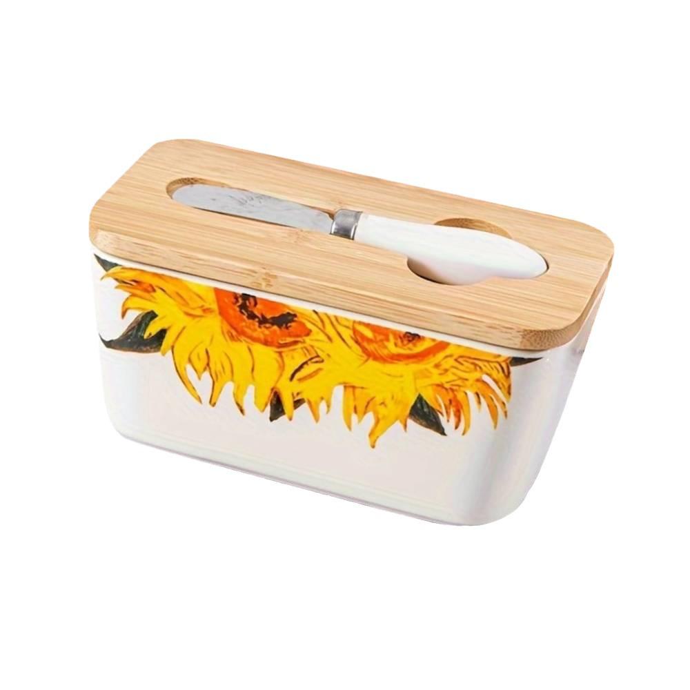 Nordic Ceramic Butter Dish with Knife - European Design