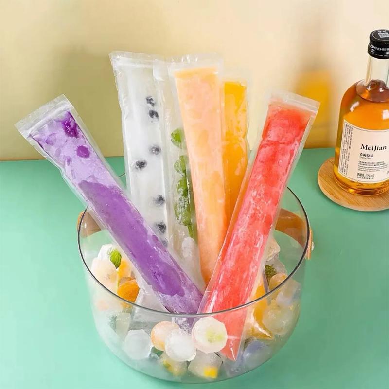 50 Pieces For Sale Disposable Ice Popsicle Mold Bags Freezer Tube Seals Yogurt Ice Cream Sticks Juice Smoothies Food Grade Bag