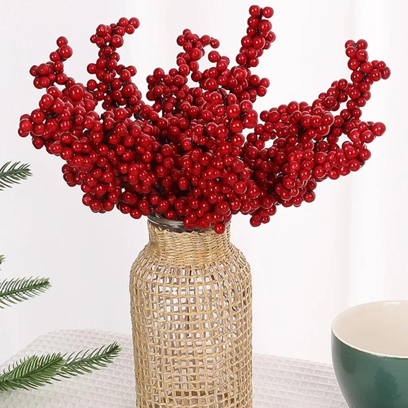 Wholesale Christmas Red Berries Artificial Red Berries Stems Branches DIY Wreaths Xmas Tree Ornaments Party Displays Decoration