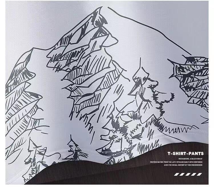 Men's Trendy Summer Ice Silk Two-Piece Set: Casual Short Sleeve T-Shirt and Shorts