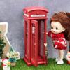 Miniature Ornament for 1:12 Dollhouse Red Phone Booth Photo Prop Birthday Gifts