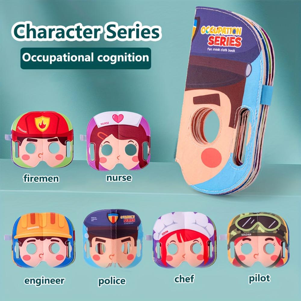 Mask Cloth Book Baby Toy, Animal Fruit Character Role-Playing, Pretend Play Cognitive Learning Toy, Birthday Christmas Gift
