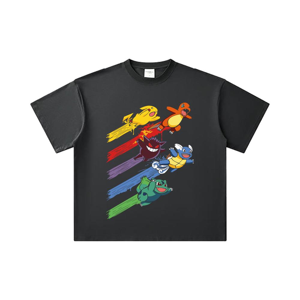 260 GSM Double Yarn 32 Count 100% Cotton Pokemon V21 Print Unisex Heavy Cotton T Shirt