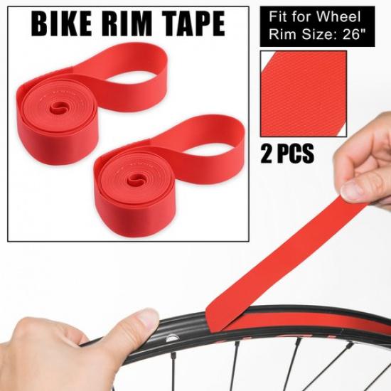 

26 Bike Bicycle Wheel Rim Strip Rim Tape Liner Inner Tube Band PVC Red Pair