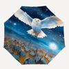1pc Snowy Owl Automatic Opening/Closing Umbrella, Portable Tri-Fold Design with Iron Frame, Perfect for Outdoor Use, Festive Gifts, Travel, Daily Use,