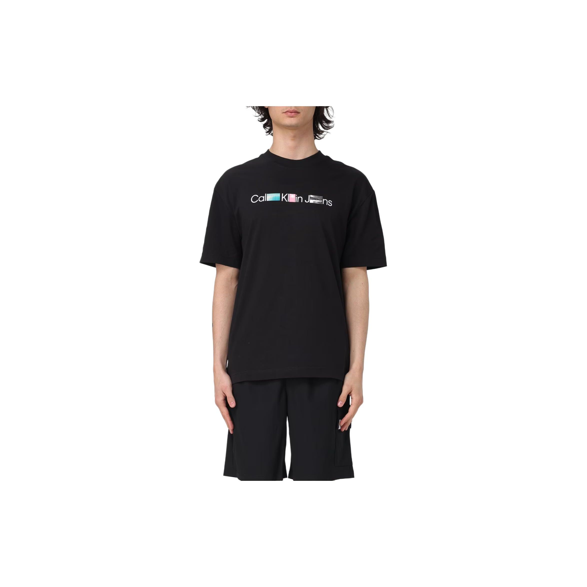 

Calvin Klein Letter Pattern Printed Pullover Round Neck Short Sleeve T-Shirt Men Tops Black J30J325195-BEH XS