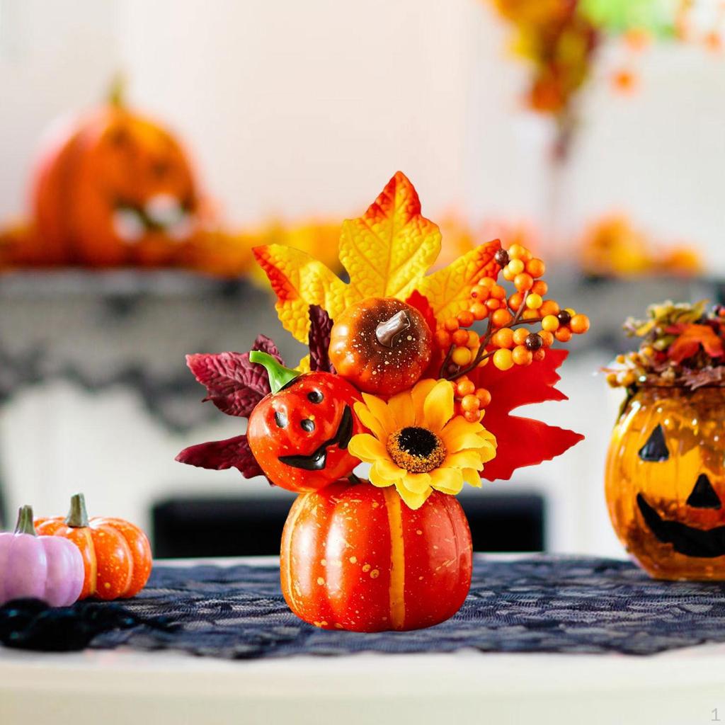 Autumn Pumpkin Sturdy Table Centerpiece Thanksgiving Artificial for Mantel, Fireplace, Desk,