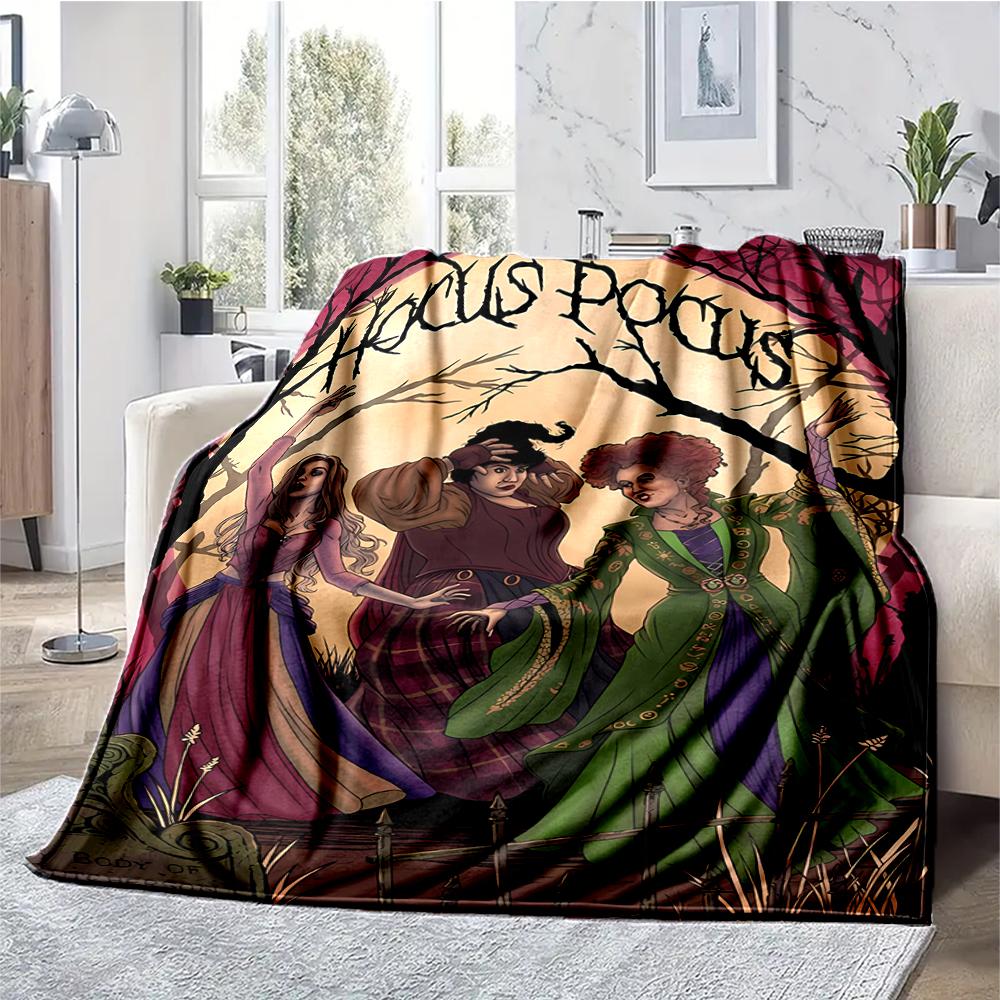 Hocus Pocus Theme Printed Blanket - Perfect for Couch, Bed, Travel & Outdoor Use | Machine Washable, Cozy & Durable.