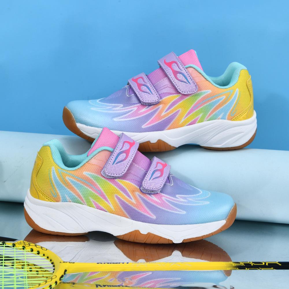 

New beacon children and adolescents badminton shoes Velcro breathable shock absorption non-slip wear-resistant table tennis training shoes 41
