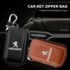 Estilo de Carro Metal Couro Chaveiro Emblema Automotivo Chaveiros Acessório Para Peugeot 206 207 307 3008 2008 308 407 408 508 301 208