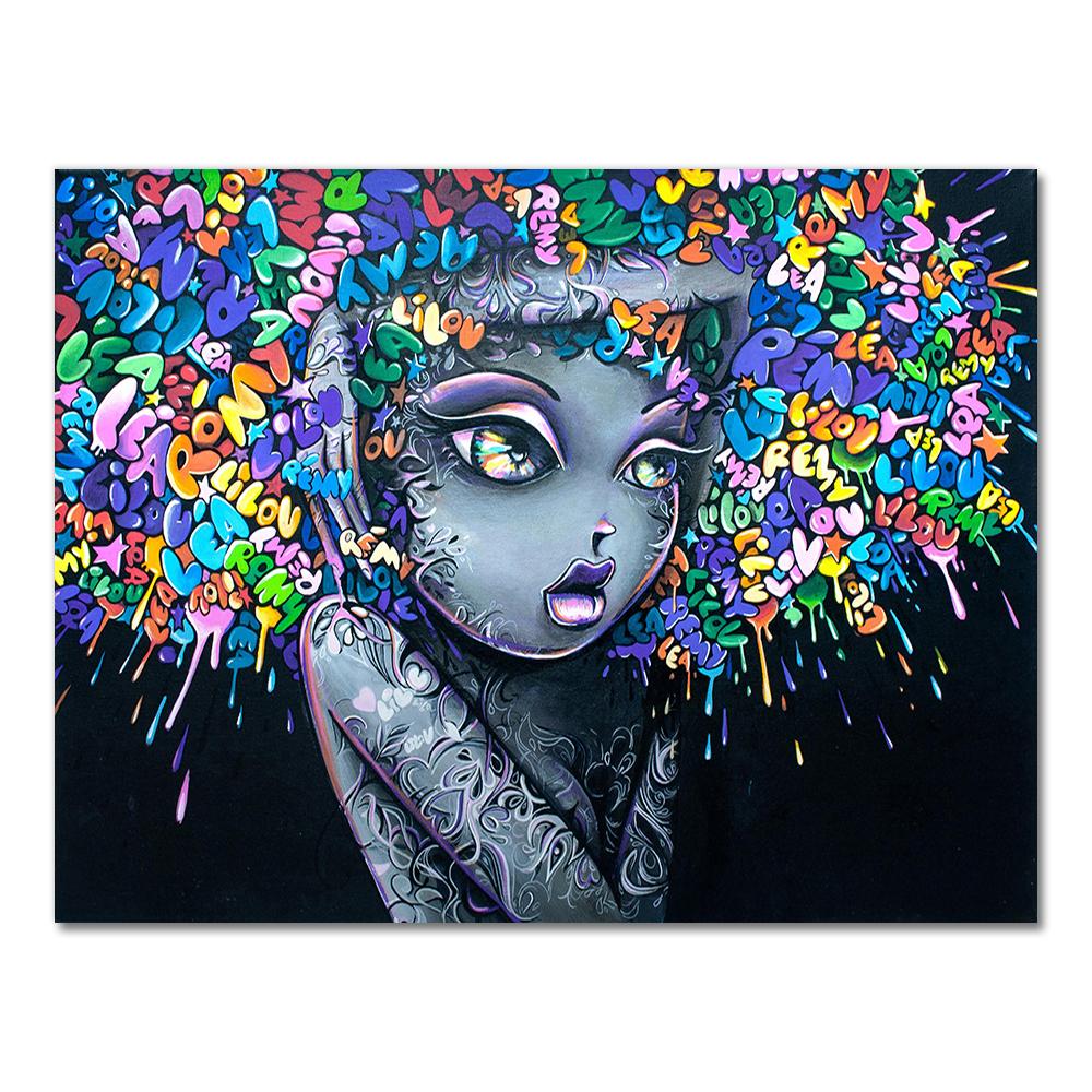 

Картина на холсте для детской комнаты Настенное искусство Плакаты и принты Настенные картины Декор COLORFULBOY Современный креативный абстрактный граффити для девочек