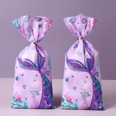 Mermaid Party Plastic Goodie Bags Mermaid Tail Candy Gift Bags For Mermaid Birthday Under The Sea Party Decor Baby Shower Favor