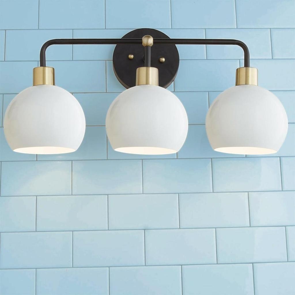 Vanity Lighting - 3 Bulb Vanity Light - Wall Sconce Lamp Lighting Mid Century Bell Shade Wall Fixture (3-Lights, Multiple Colors)